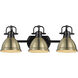 Yep Duncan Vanity Wall Light in Matte Black, Aged Brass