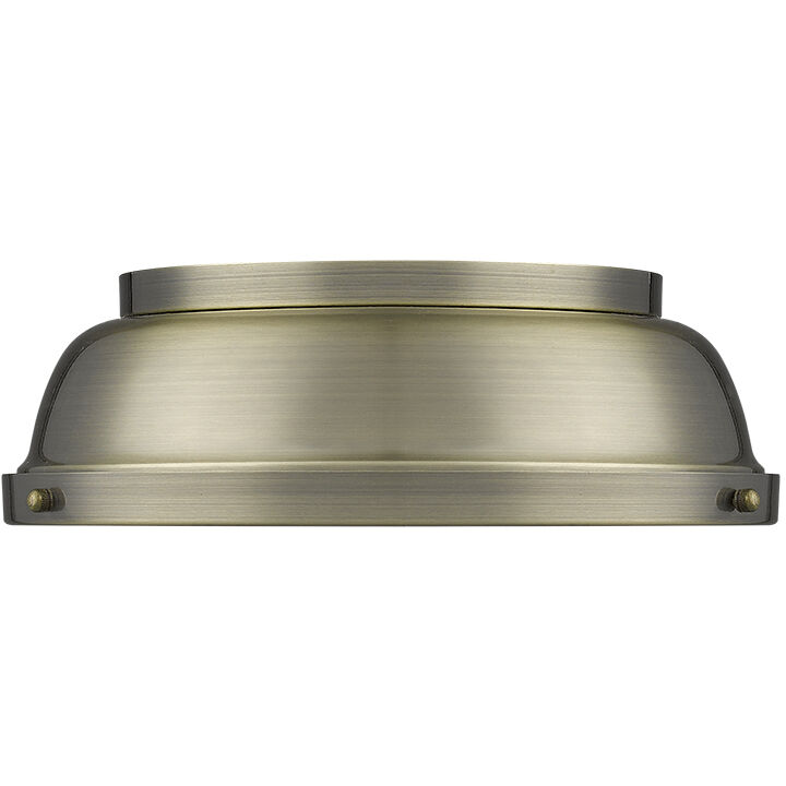 Yep Duncan 2 Light 14 inch Aged Brass Flush Mount Ceiling Light, Damp
