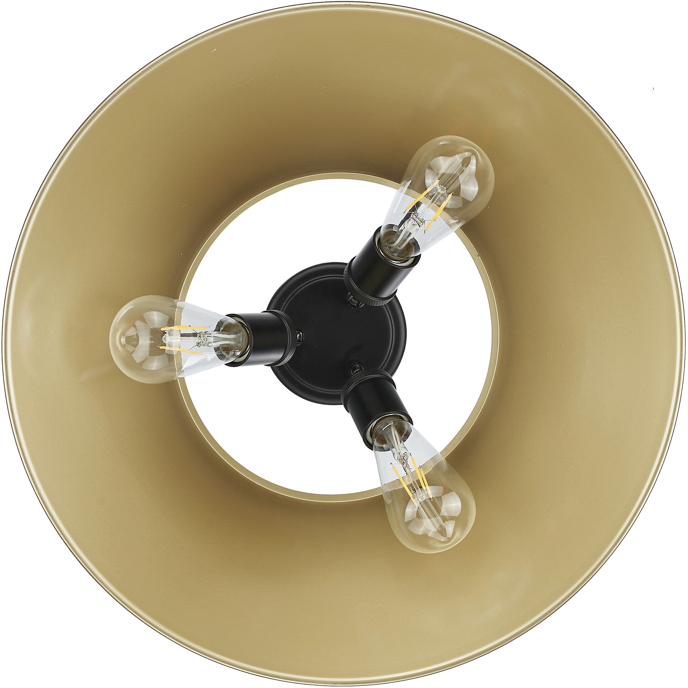 Yep Orwell 3 Light 18.75 inch Matte Black Flush Mount Ceiling Light in Brushed Champagne Brass