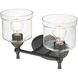 Keating 2 Light 15 inch Antique Black Iron Vanity Light Wall Light
