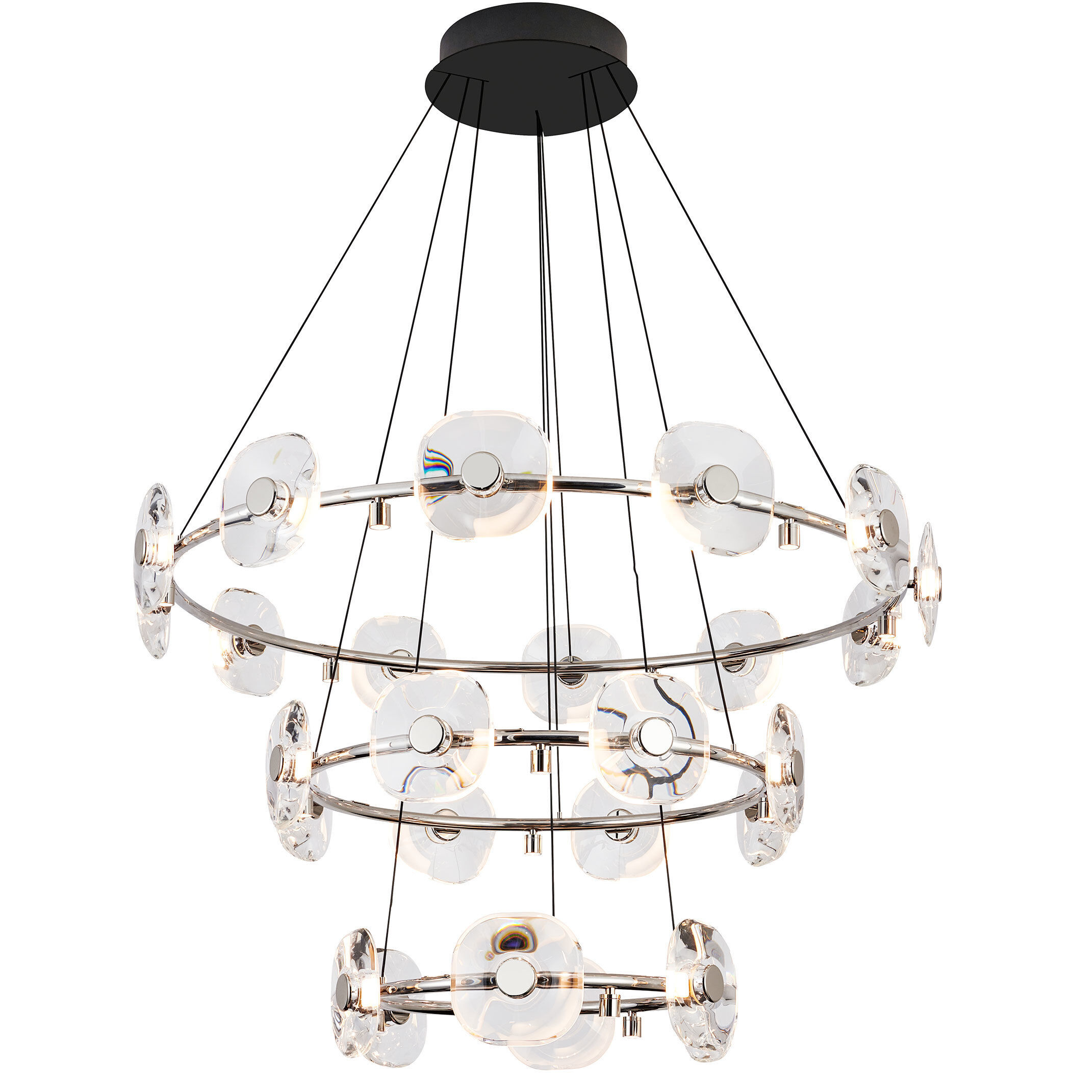Ziva Celestia 49 inch 4.00 watt Chrome Chandelier Ceiling Light, 3 Tier