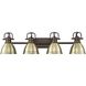 Yep Duncan Vanity Wall Light in Rubbed Bronze, Aged Brass