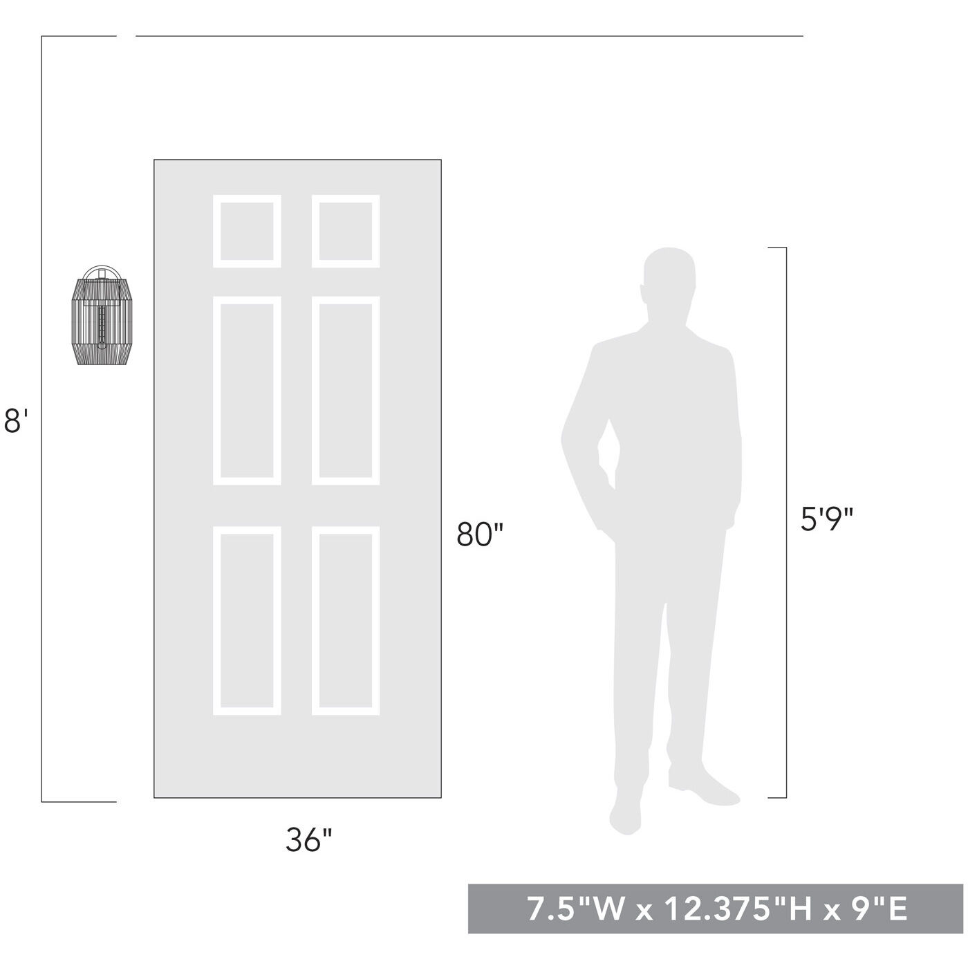 Seabrooke 1 Light 12.38 inch Natural Black Outdoor Wall