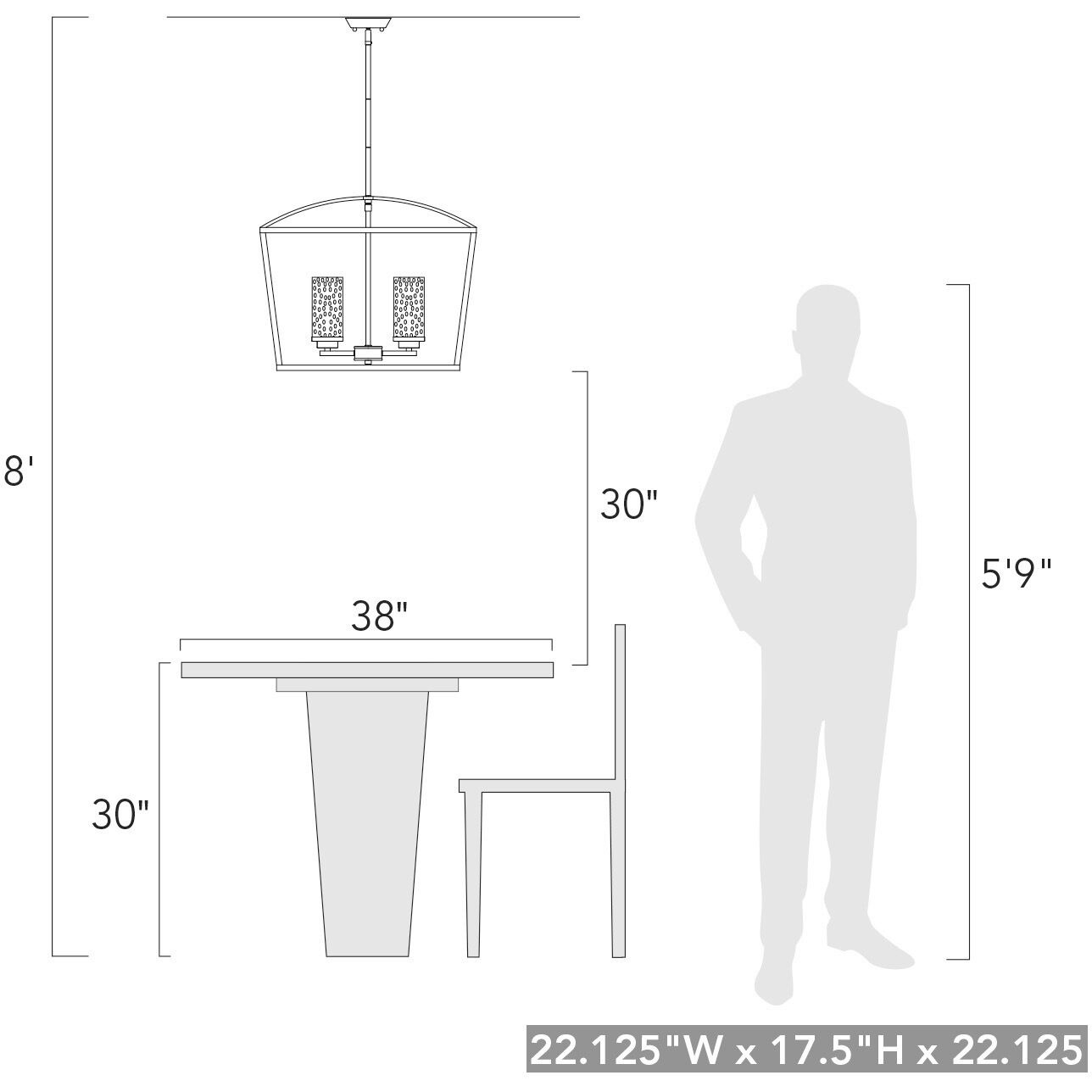 Mercer 22.13 inch 60.00 watt Matte Black Chandelier Ceiling Light in Matte Black/Matte Black