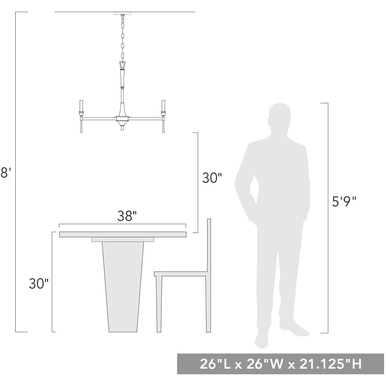 Landon 26 inch 60.00 watt Matte Black Chandelier Ceiling Light