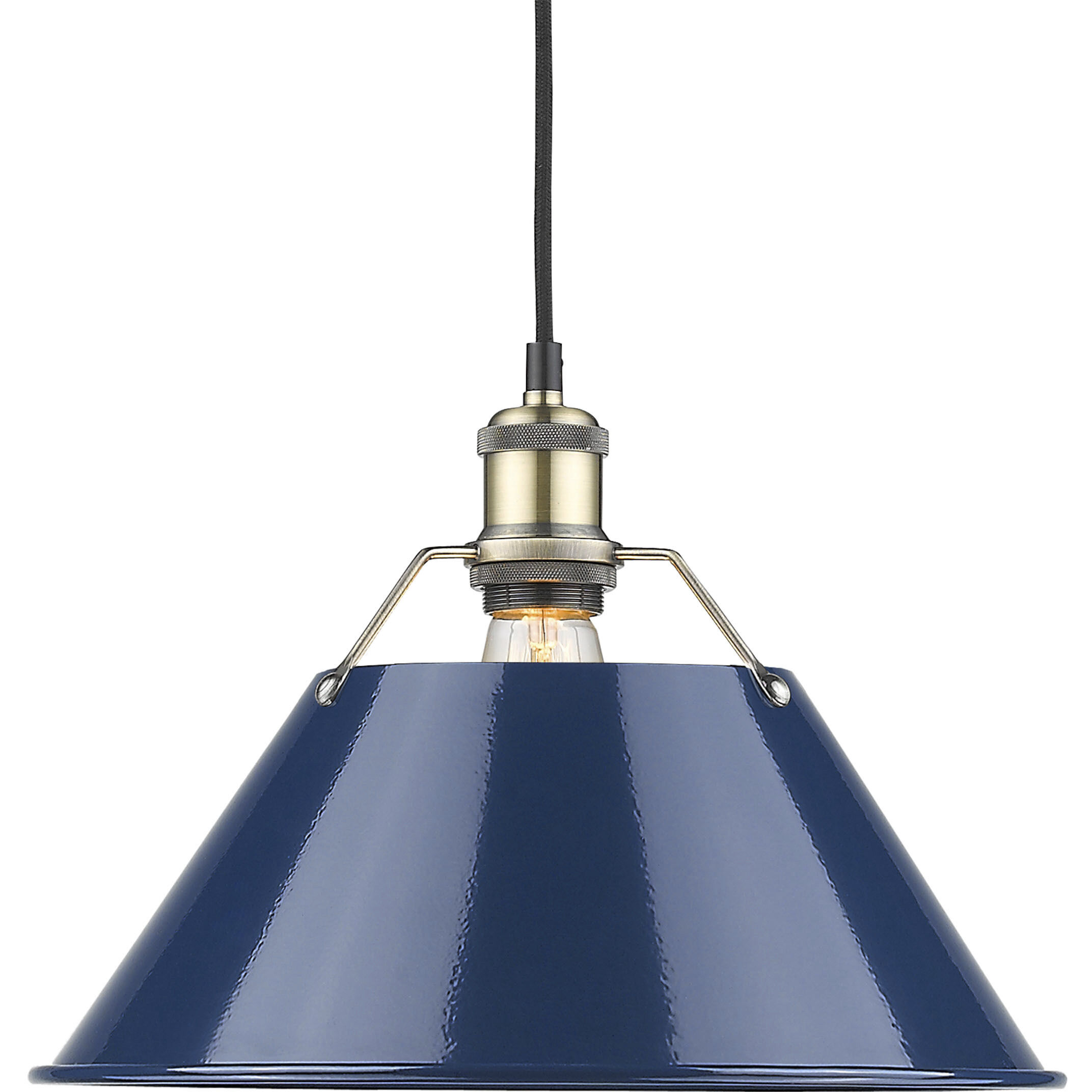 Yep Orwell Pendant Ceiling Light in Aged Brass, Navy, Damp