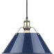 Yep Orwell Pendant Ceiling Light in Aged Brass, Navy, Damp