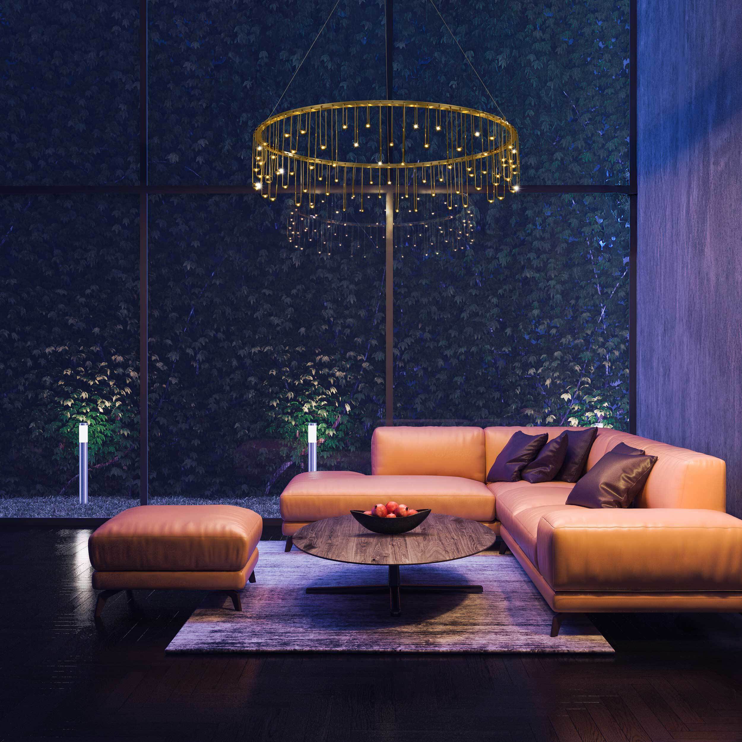 Lucerna 39.38 inch 34.56 watt Stainless Steel Gold Chandelier Ceiling Light