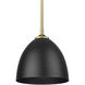 Zoey 1 Light 9 inch Olympic Gold Mini Pendant Ceiling Light in Matte Black, Small