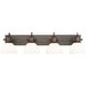 Hines 4 Light 34.5 inch Rubbed Bronze Bath Vanity Light Wall Light in Opal Glass