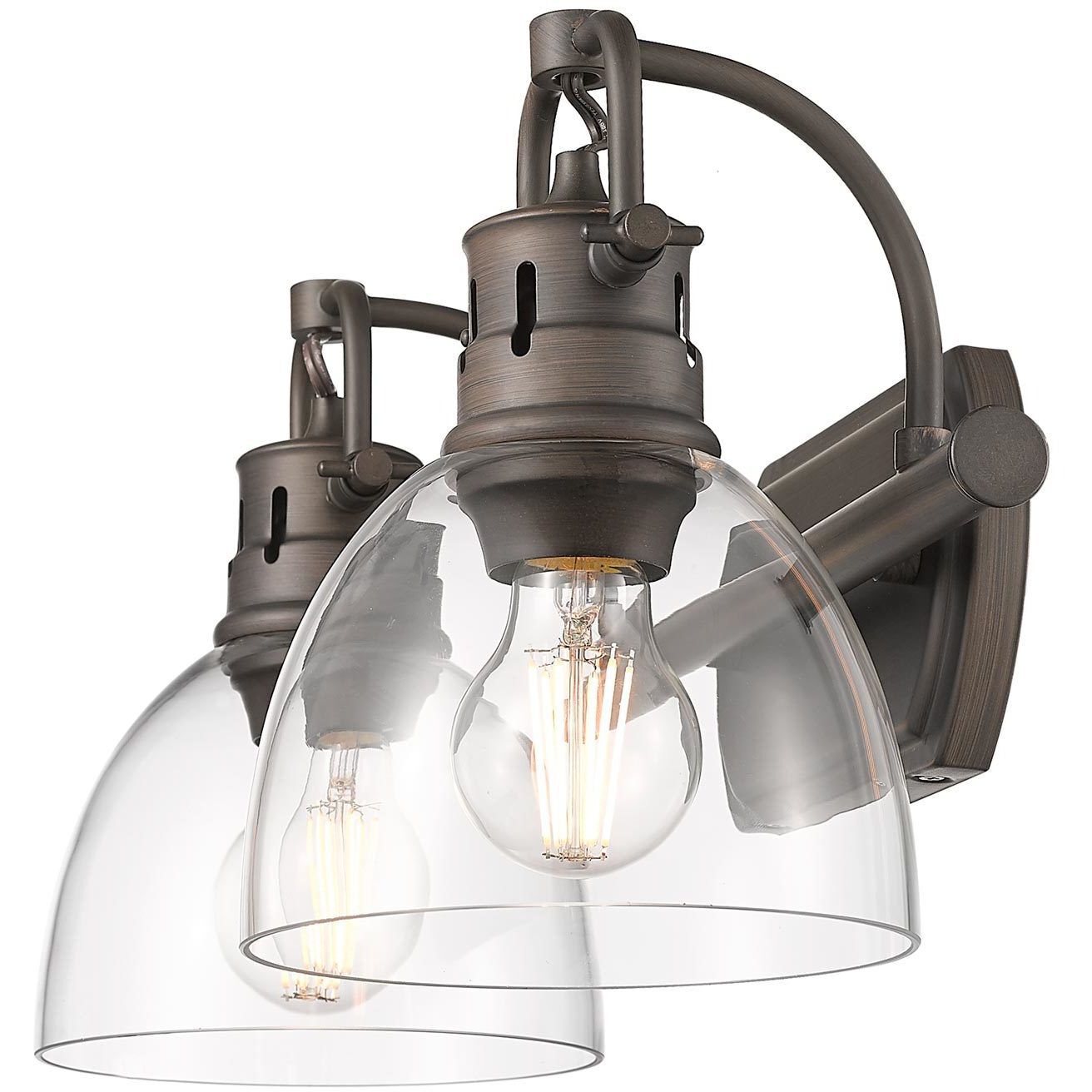 Yep Duncan Vanity Wall Light in Rubbed Bronze, Clear Glass