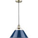 Yep Orwell Pendant Ceiling Light in Aged Brass, Navy, Damp
