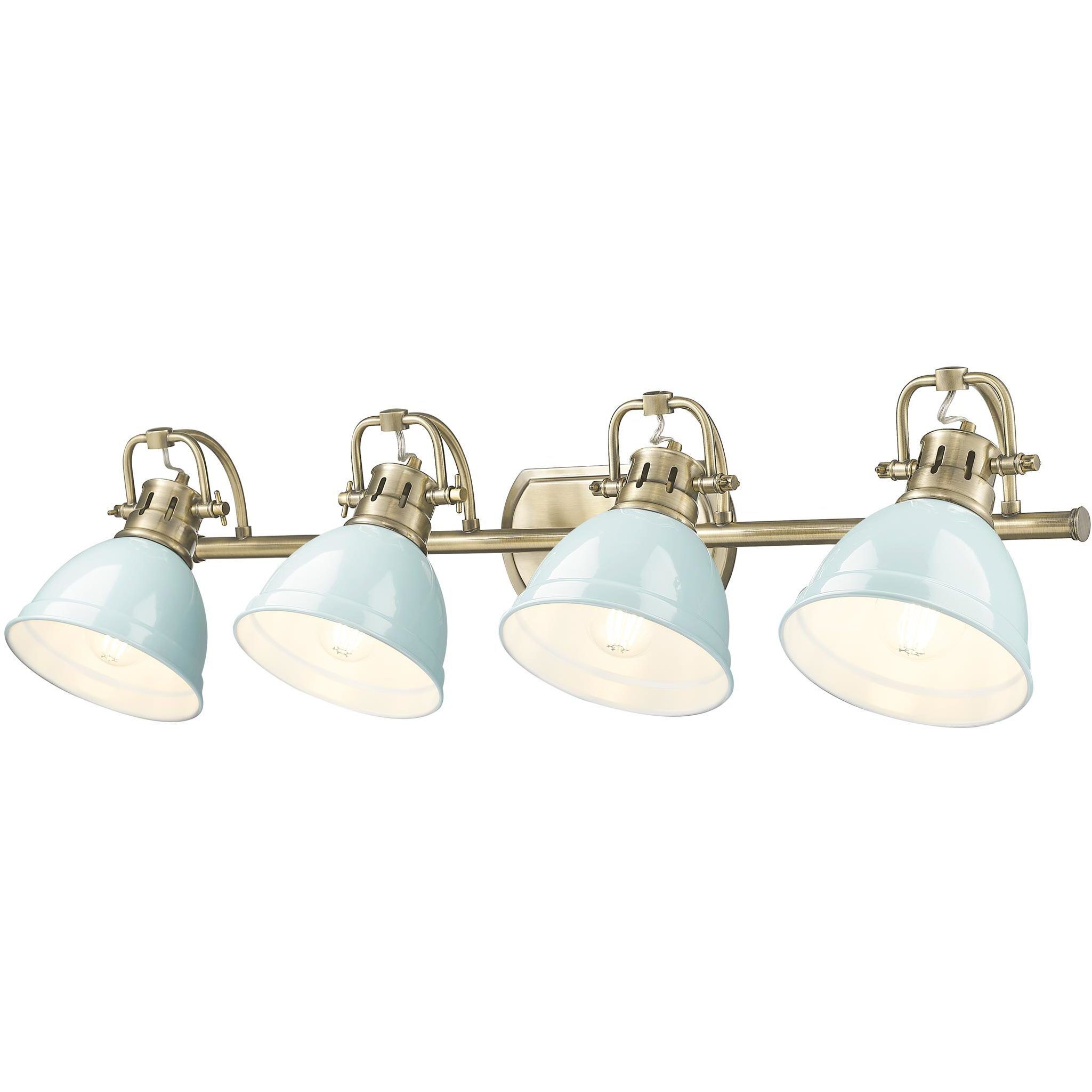 Yep Duncan Vanity Wall Light in Aged Brass, Seafoam