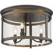 Payton 3 Light 14.75 inch Rubbed Bronze Flush Mount Ceiling Light