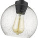 Galveston 1 Light 7 inch Matte Black Flush Mount Ceiling Light in Seeded Glass, Damp