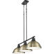 Duncan 3 Light 40 inch Matte Black Linear Pendant Ceiling Light in Aged Brass