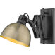 Hawthorn 1 Light 8 inch Matte Black Articulating Wall Sconce Wall Light in Aged Brass, Adjustable