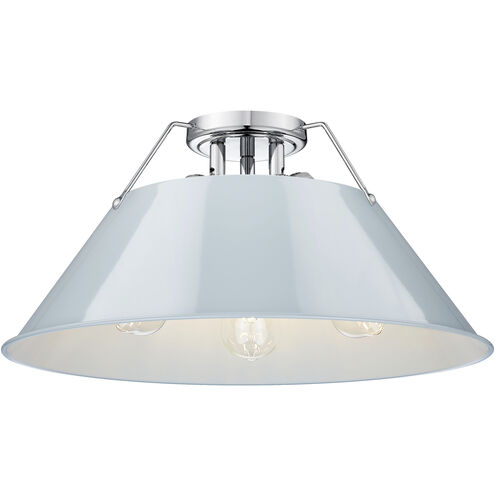 Orwell 3 Light 18.75 inch Chrome Flush Mount Ceiling Light in Dusky Blue