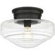 Ingalls 1 Light 12 inch Modern Brass Semi-Flush Mount Ceiling Light in Vintage Milk Glass