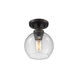 Galveston 1 Light 7 inch Rubbed Bronze Flush Mount Ceiling Light in Seeded Glass, Damp