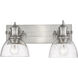 Hines 2 Light 18 inch Pewter Bath Vanity Wall Light in Seeded Glass