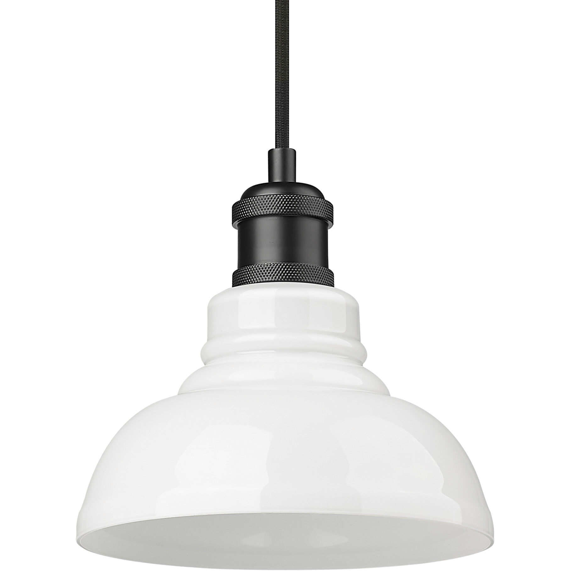 Yep Carver Pendant Ceiling Light in Matte Black, Vintage Milk Glass