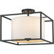 Manhattan 3 Light 14.5 inch Matte Black Semi-Flush Mount Ceiling Light, Damp