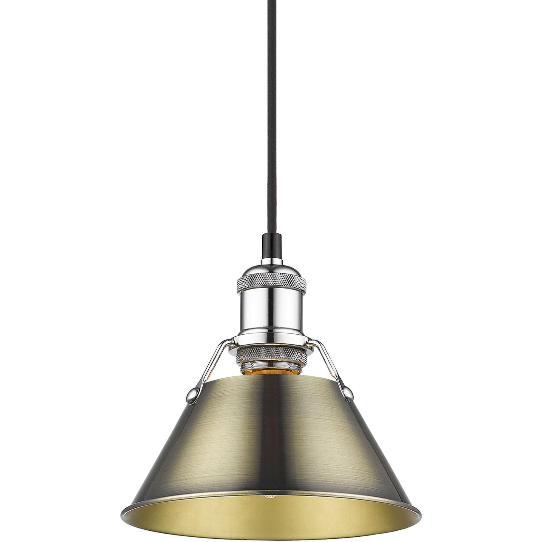 Yep Orwell 1 Light 7.5 inch Chrome Pendant Ceiling Light in Aged Brass