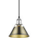 Yep Orwell 1 Light 7.5 inch Chrome Pendant Ceiling Light in Aged Brass