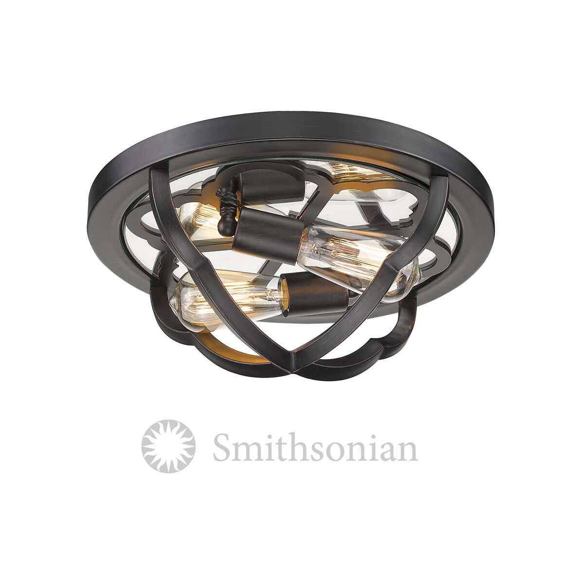 Saxon 2 Light 14 inch Aged Bronze Flush Mount Ceiling Light