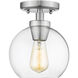 Galveston 1 Light 7 inch Pewter Flush Mount Ceiling Light in Clear Glass, Damp