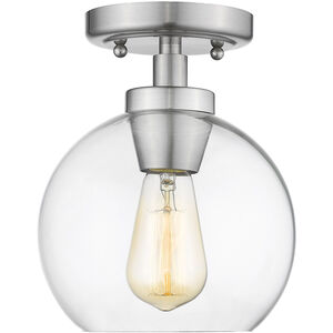 Galveston 1 Light 7 inch Pewter Flush Mount Ceiling Light in Clear Glass, Damp