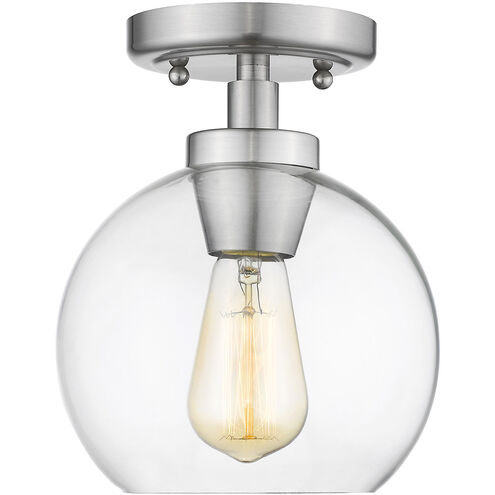 Galveston 1 Light 7 inch Pewter Flush Mount Ceiling Light in Clear Glass, Damp