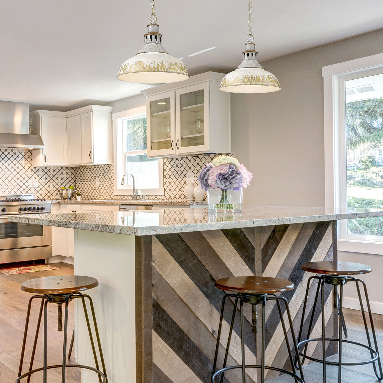 Kinsley 1 Light 14 inch Aged Galvanized Steel Pendant Ceiling Light in Antique Ivory, Large