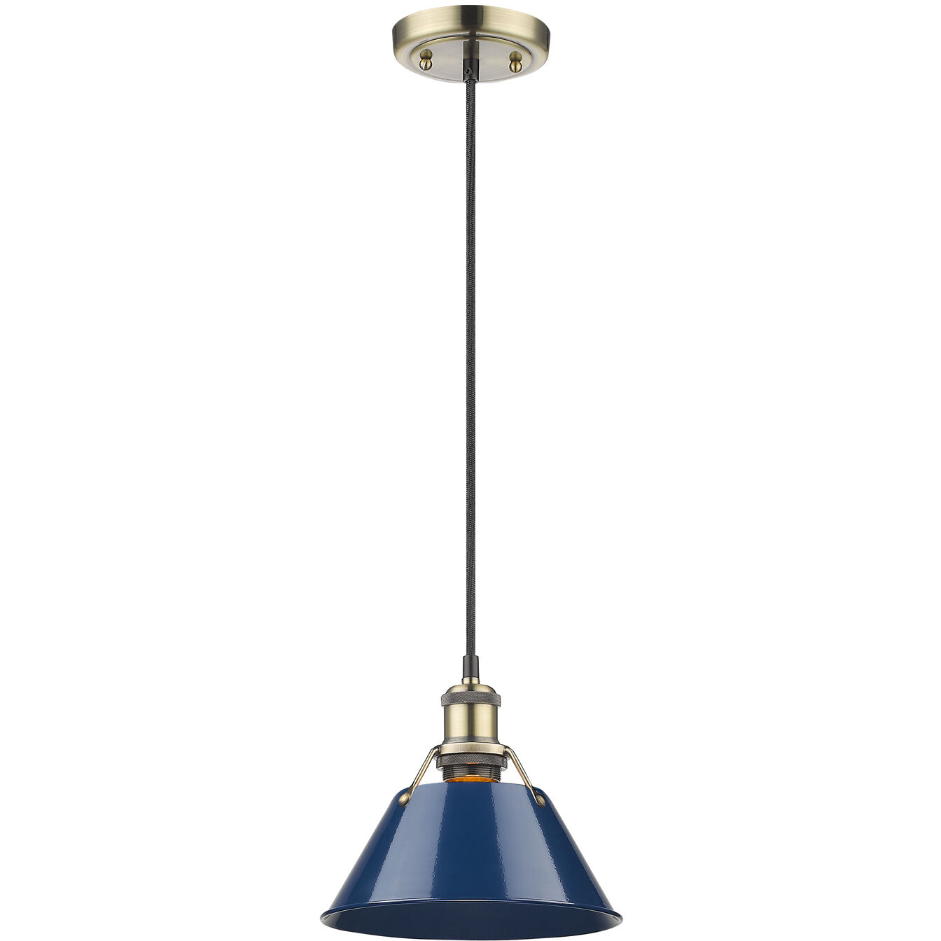 Yep Orwell 1 Light 7.5 inch Aged Brass Pendant Ceiling Light in Navy, Small