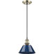 Yep Orwell Pendant Ceiling Light in Aged Brass, Navy, Small