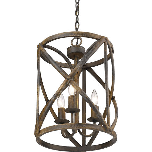 Alcott 3 Light 13 inch Antique Black Iron Pendant Ceiling Light, Caged
