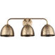 Shepard 3 Light 24.63 inch Modern Brass Vanity Light Wall Light