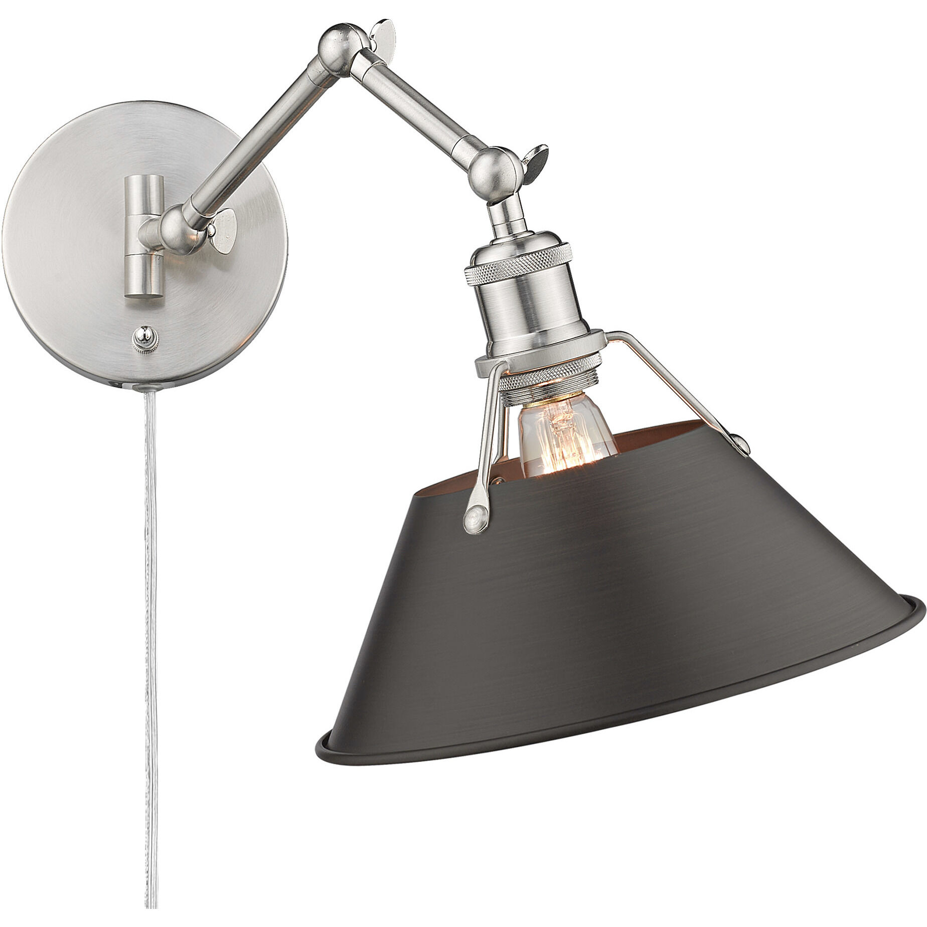 Yep Orwell 1 Light 10 inch Pewter Swing Arm Wall Lamp Wall Light in Rubbed Bronze, Adjustable
