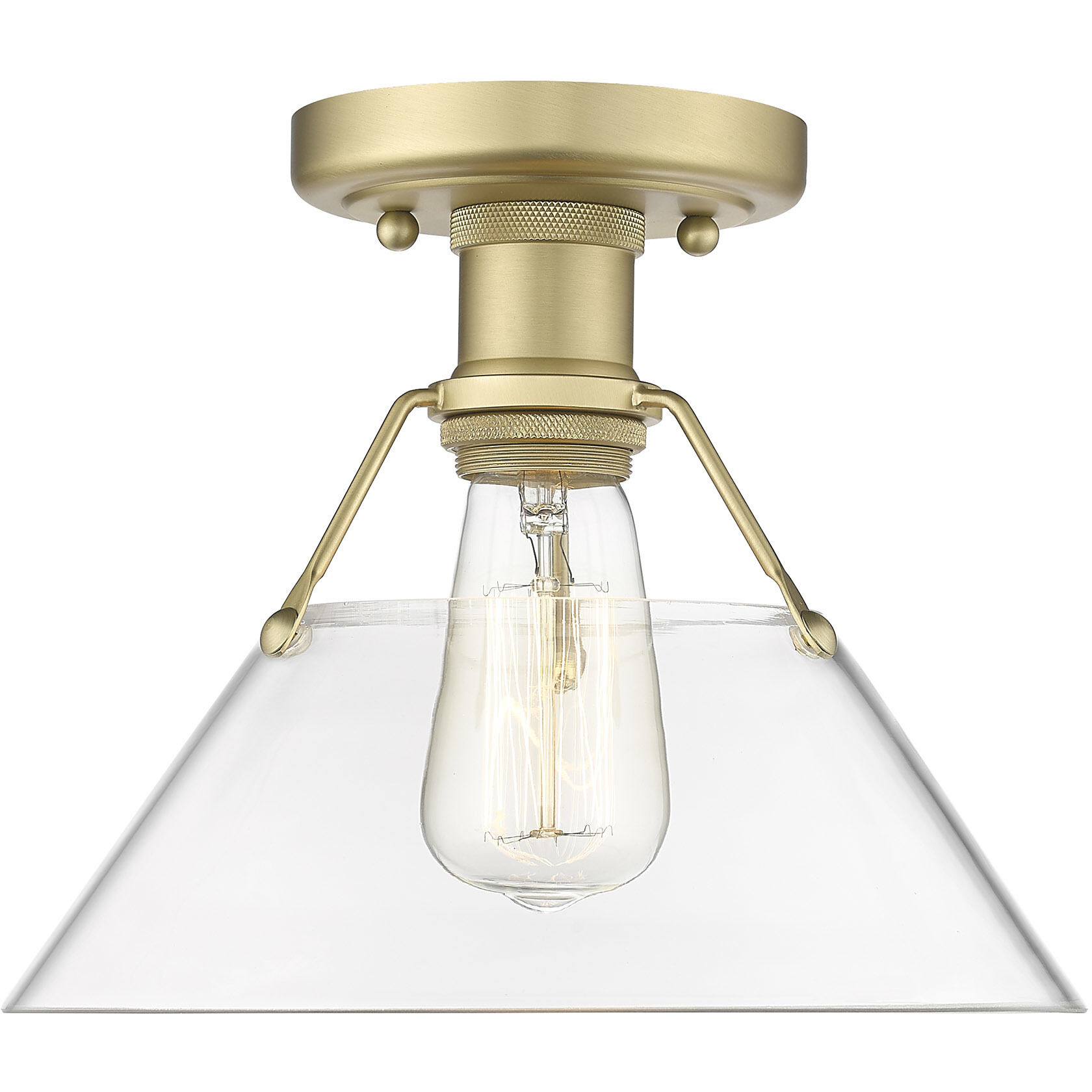 Yep Orwell 1 Light 10 inch Brushed Champagne Brass Flush Mount Ceiling Light in Clear Glass