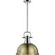 Yep Duncan 1 Light 14 inch Chrome Pendant Ceiling Light in Aged Brass, Large