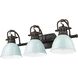 Duncan 3 Light 24.5 inch Rubbed Bronze Vanity Light Wall Light in Seafoam