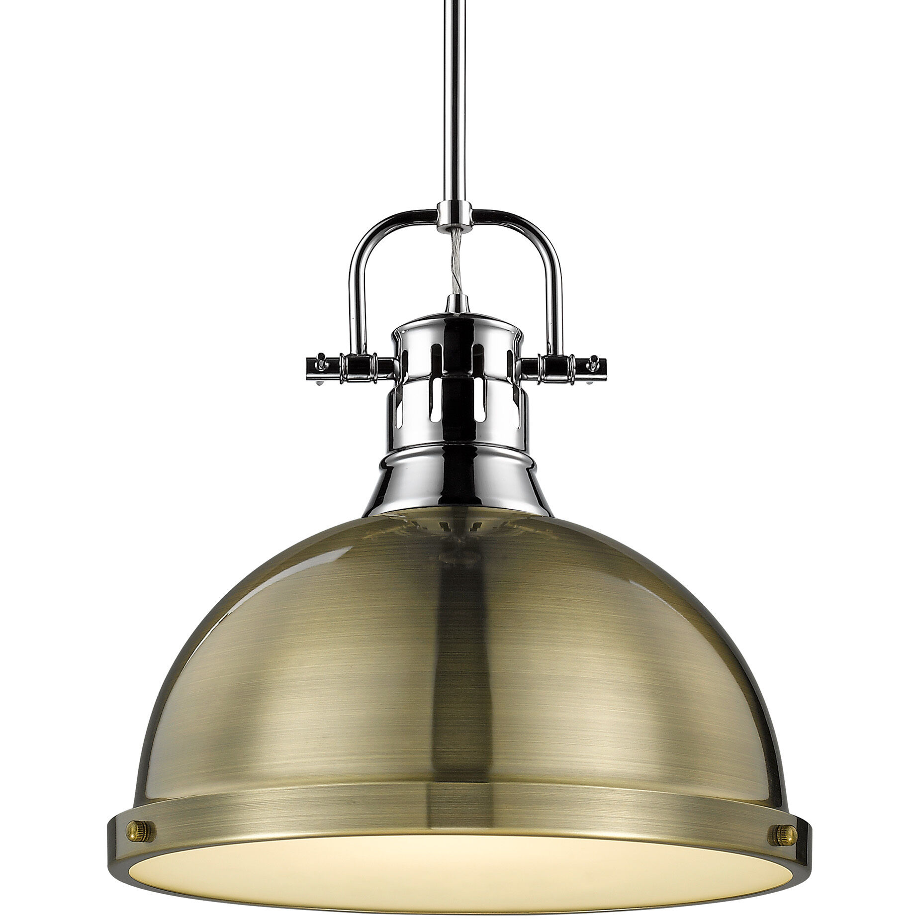Yep Duncan 1 Light 14 inch Chrome Pendant Ceiling Light in Aged Brass, Large