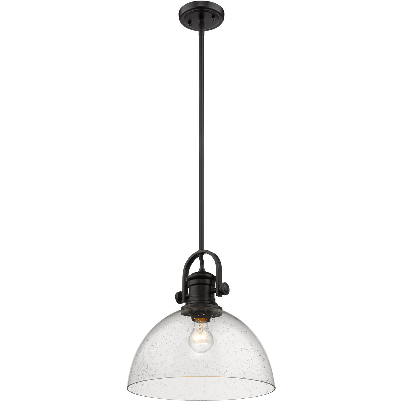 Yep Hines Pendant Ceiling Light in Matte Black, Seeded Glass, Large