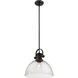 Yep Hines Pendant Ceiling Light in Matte Black, Seeded Glass, Large