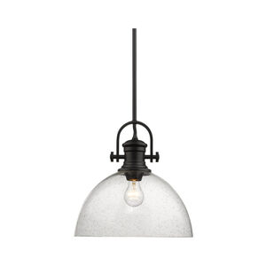 Hines 1 Light 14 inch Matte Black Pendant Ceiling Light in Seeded Glass, Large