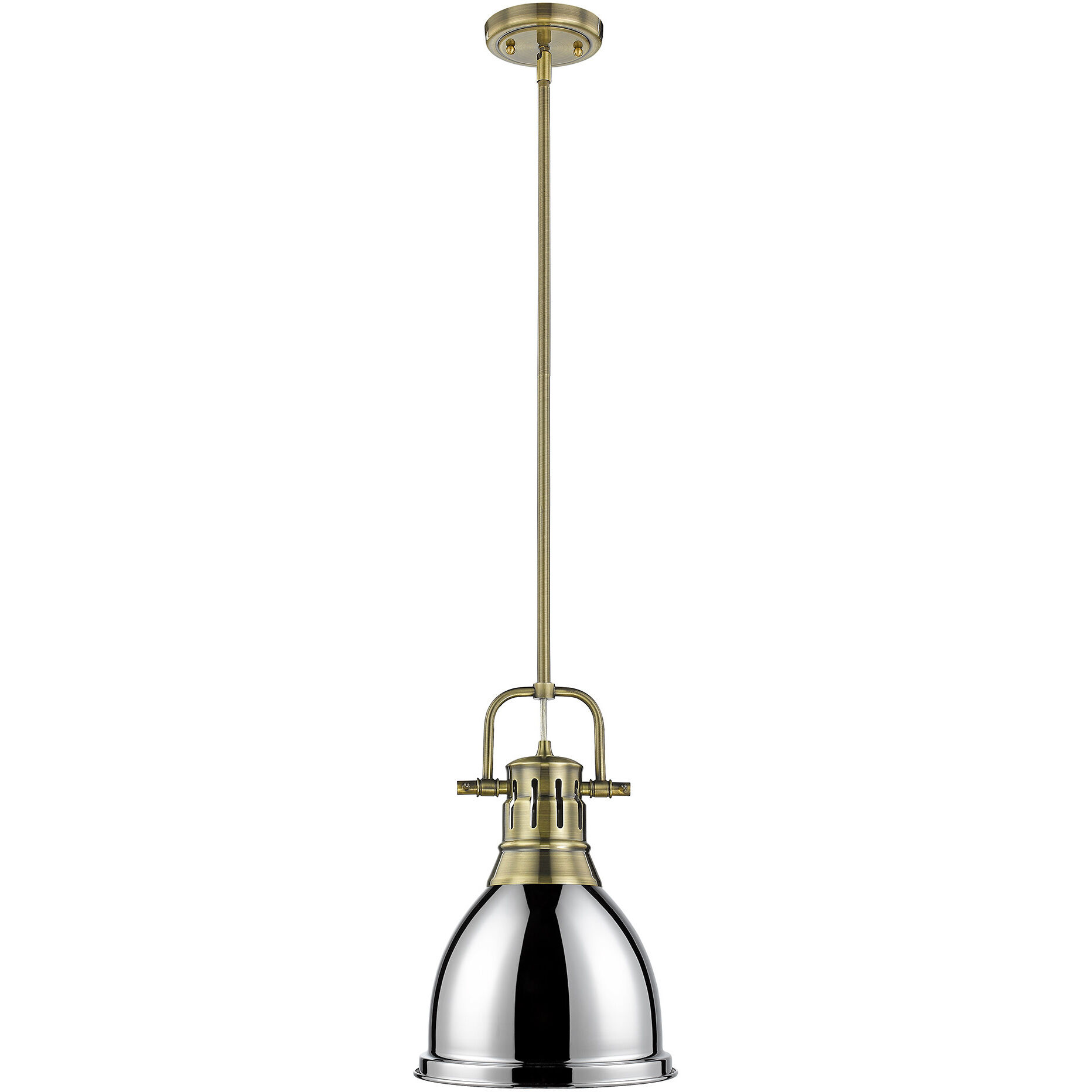 Yep Duncan 1 Light 8.88 inch Aged Brass Pendant Ceiling Light in Chrome, Small