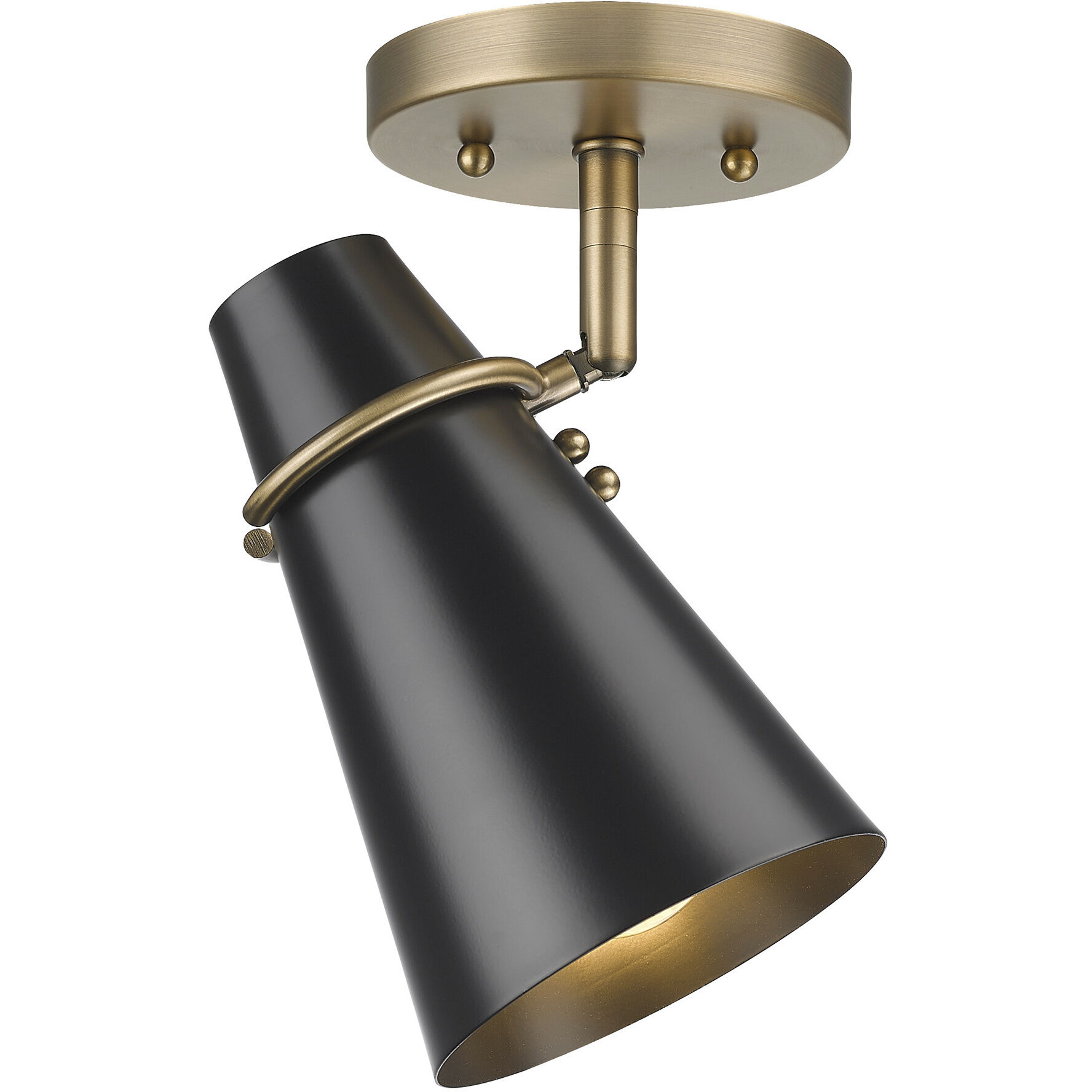 Reeva 1 Light 7 inch Modern Brass Semi-Flush Mount Ceiling Light in Matte Black