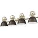 Yep Duncan Vanity Wall Light in Aged Brass, Rubbed Bronze