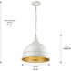 Bartlett Pendant Ceiling Light in French White, Large